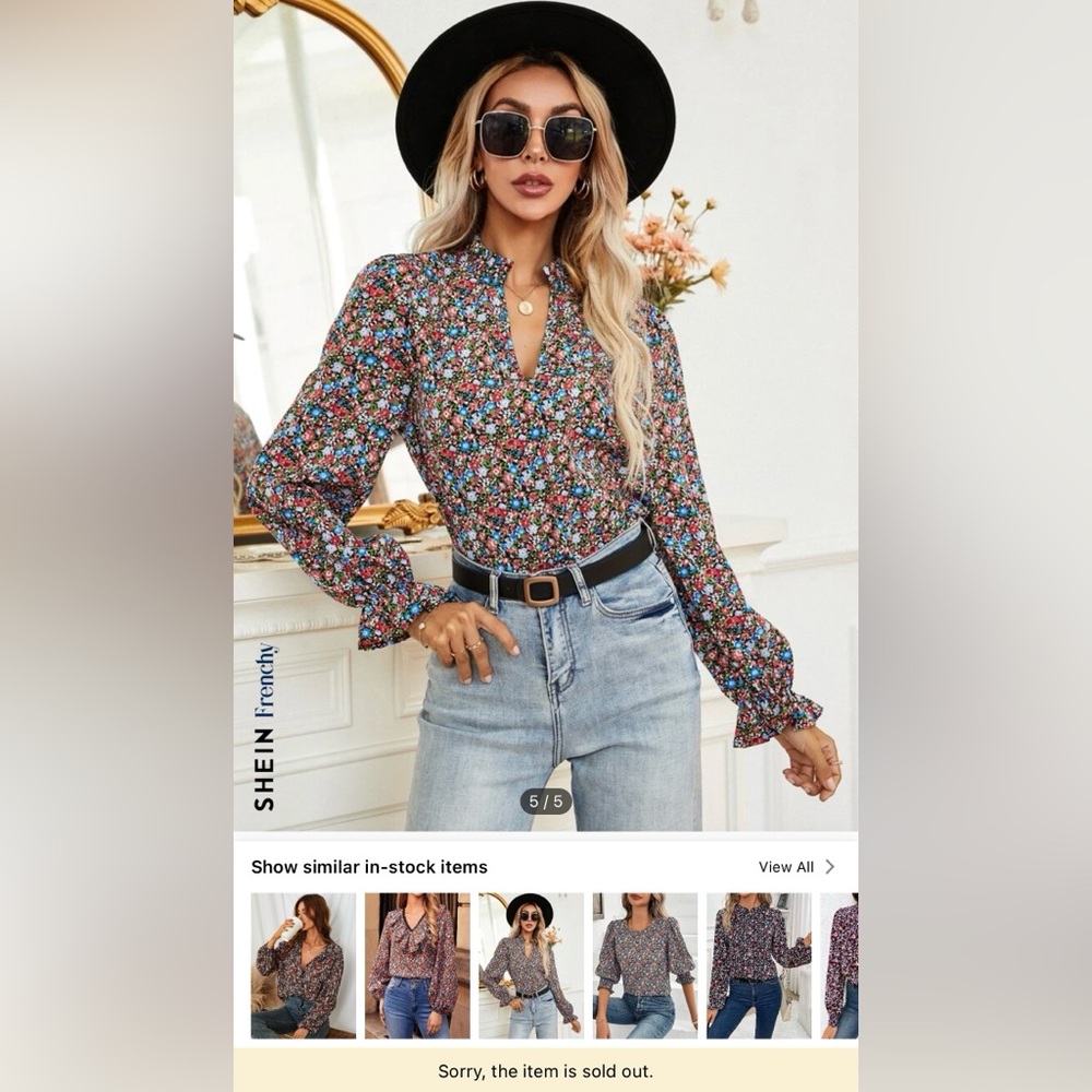 SHEIN multicolor notched neck blouse